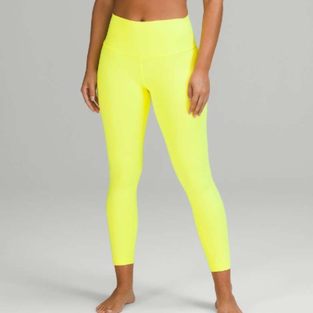 NWOT: Lululemon Wonder Train High-Rise Tight 25” Size 10. Highlighter Yellow.